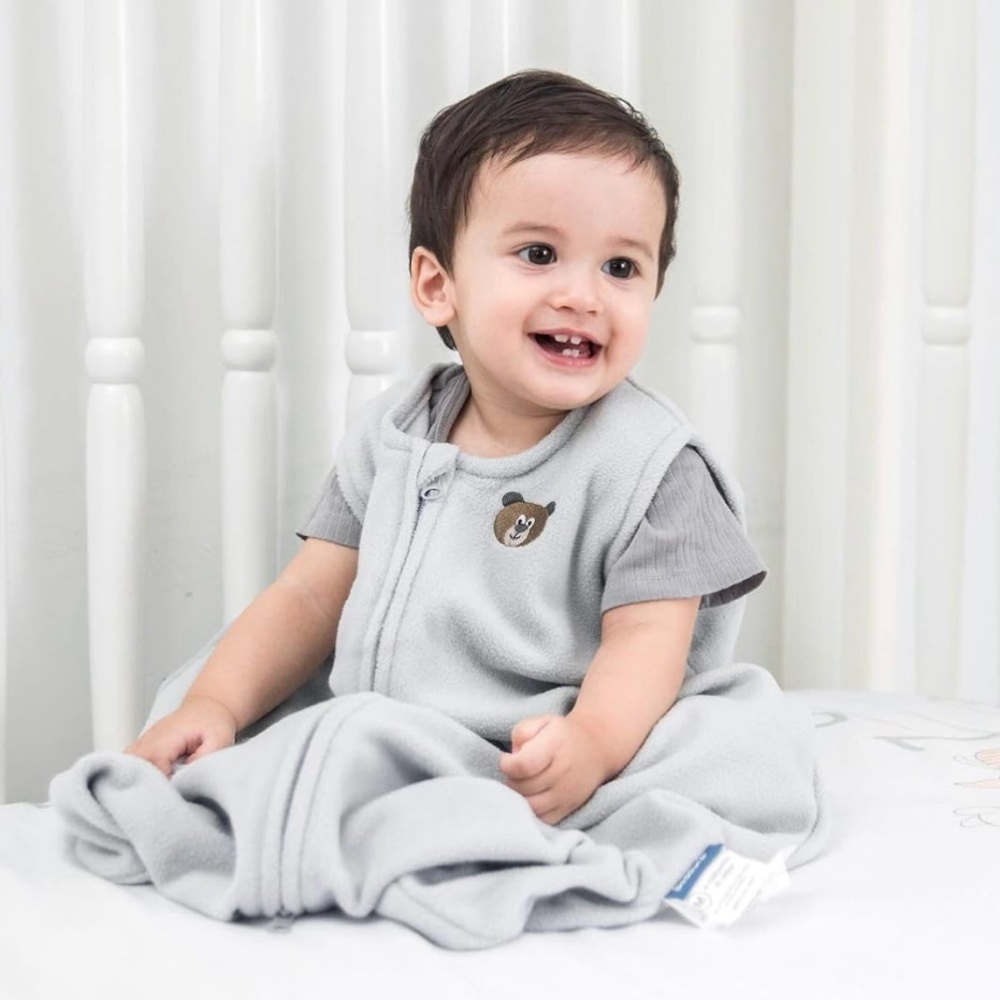 BEDSURE Sleep Bag and Sack 6-12 Months size M micro fleece grey mint green